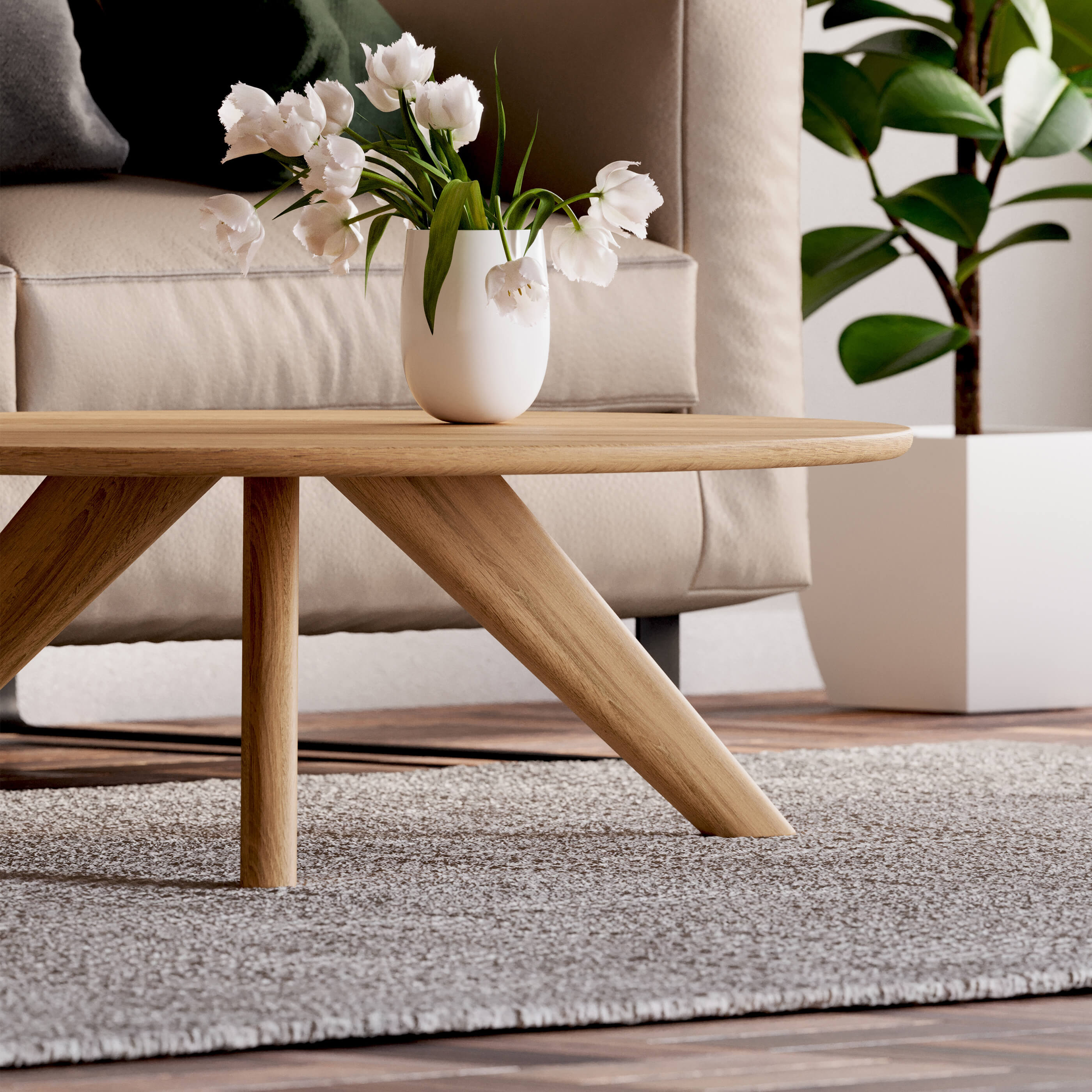 Close-up of solid oak wood grain used in The York coffee table