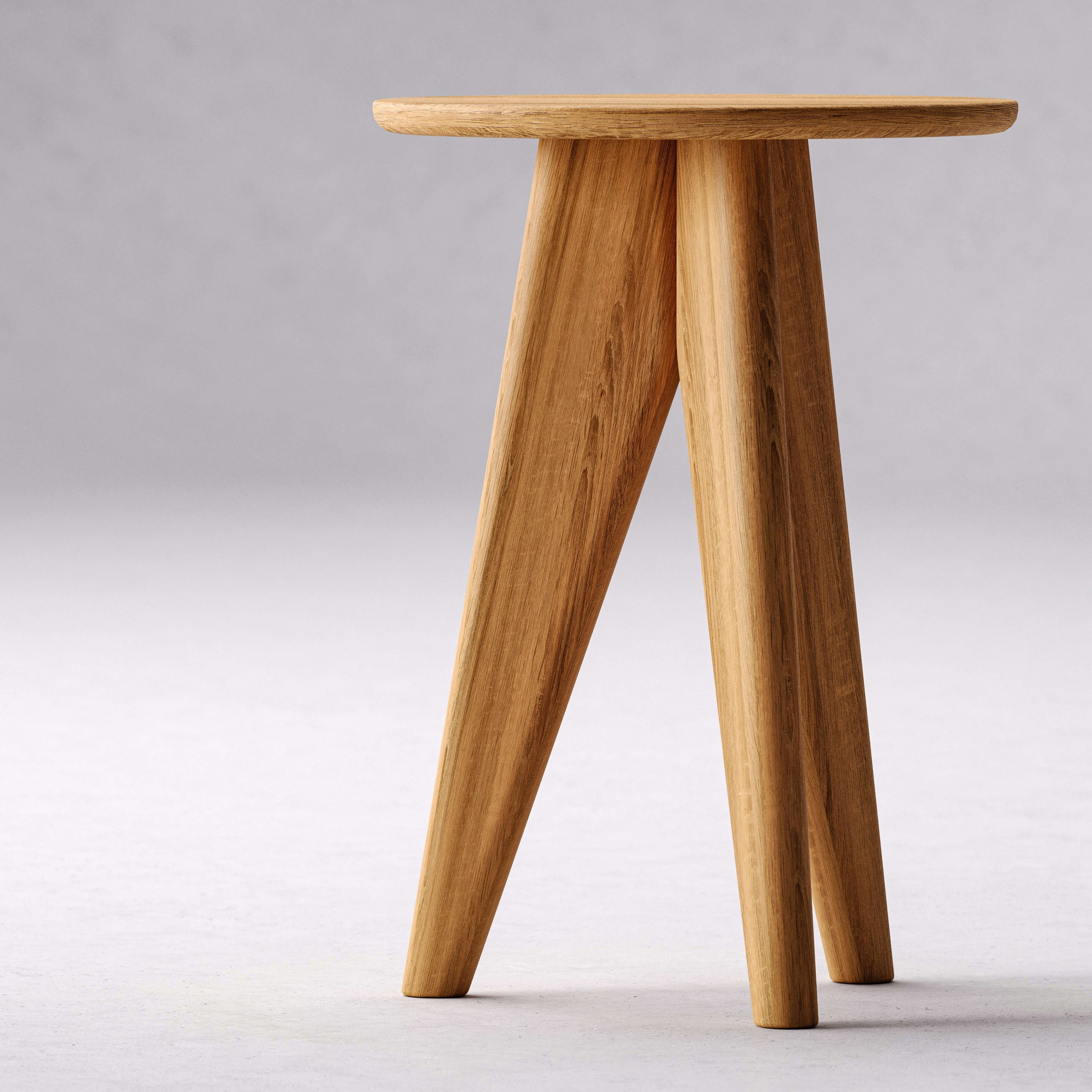 Close-up of solid oak wood texture on handcrafted side table