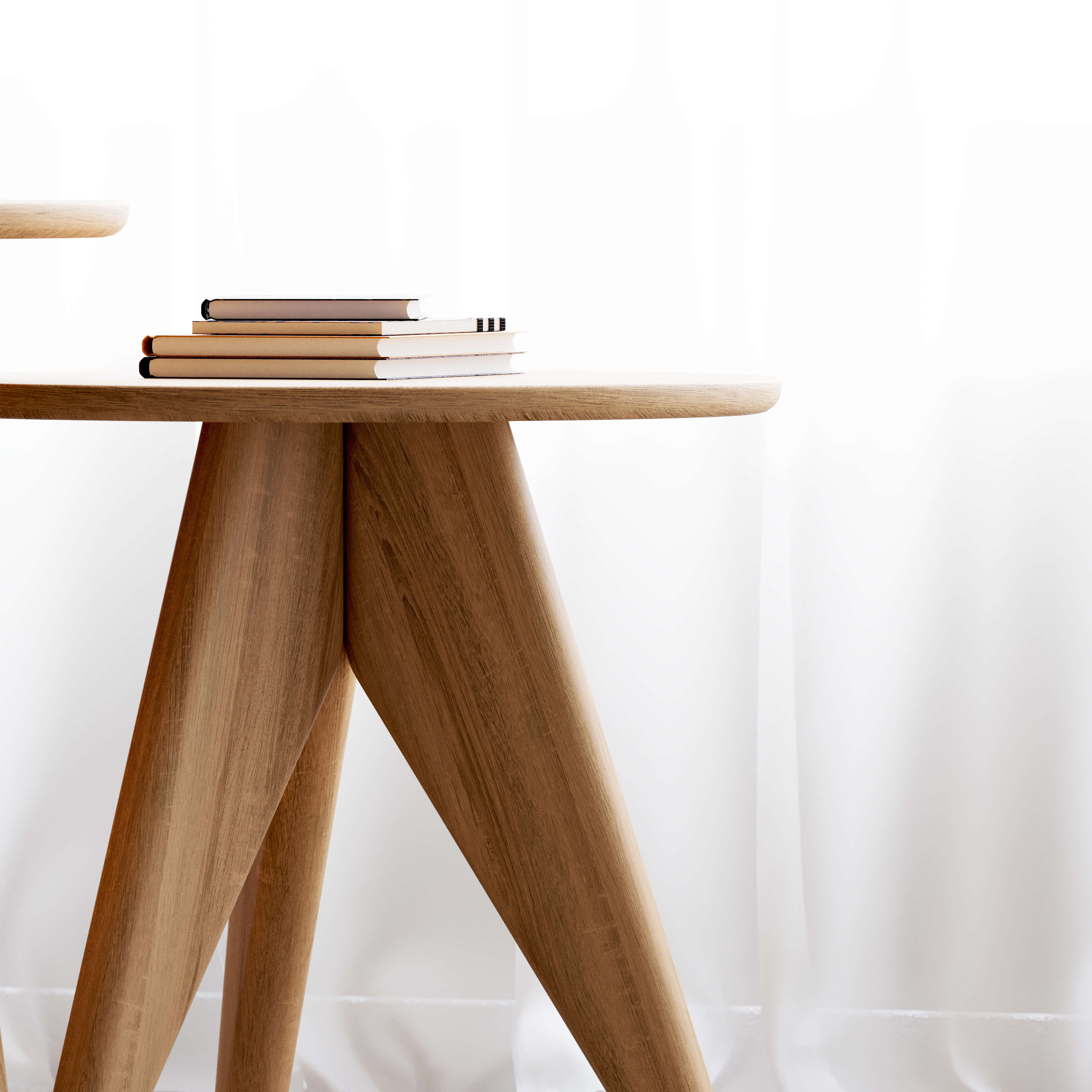 Close-up of solid oak wood texture on handcrafted side table